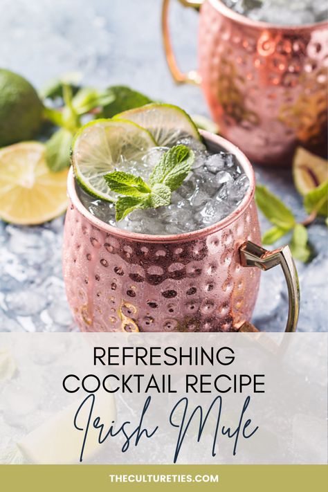 Need a refreshing cocktail recipe perfect for this upcoming St Patrick's Day? Try our Irish Mule recipe and let us know what you think! Fun fact... this drink was actually made in the US despite its name! Irish Mule Recipe, Irish Mule, Mexican Mule, Kentucky Mule, Mule Drink, Mule Cocktail, Mule Recipe, Juice Ice, Refreshing Cocktail