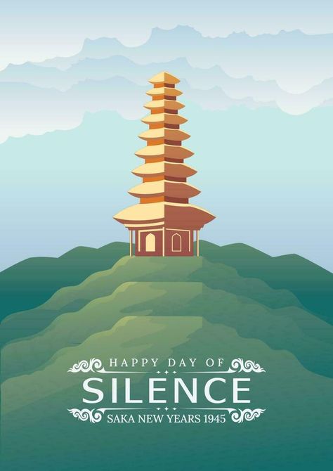 Nyepi Day Design, Nyepi Day, Silent Day, Hindu New Year, Day Of Silence, Celebration Around The World, Poster Banner, Contents Design, New Year Celebration