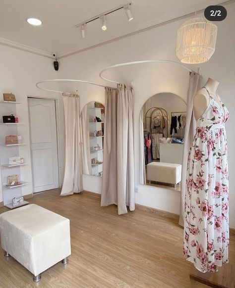 Small Boutique Ideas, Boutique Shop Interior, Tiny Boutique, Closet Vanity, Dressing Room Closet, Bridal Studio, Boutique Ideas, Dressing Rooms, Small Boutique