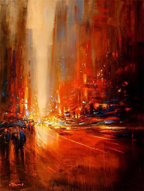 People Walking, Soyut Sanat Tabloları, Cityscape Painting, Abstract Canvas Painting, City Art, Abstract Artists, Art Abstrait, In The Rain, Abstract Canvas