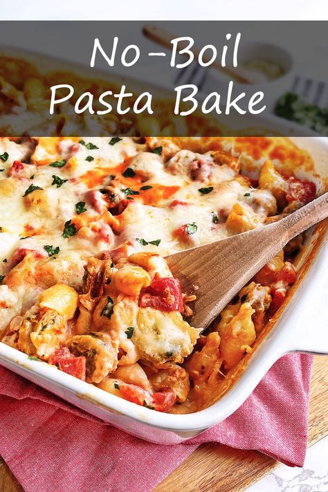 This pasta bake is done in one pan and doesn’t require you to even boil the pasta first. Yes, that means the pasta is cooked in the oven! It’s amazing how delicious it is when you literally only need to spend 5 minutes prepping it. This one is going to save your weeknights for sure! #onepotmeals #pastabake #weeknightmeals #casserole via @cookthestory One Pan Oven Pasta, No Boil Pasta Recipes, No Boil Pasta, Bake Pasta, Baked Pasta Casserole, Baked Penne Pasta, Pasta Bake Easy, Baked Pasta Dishes, Pasta Casserole Recipes