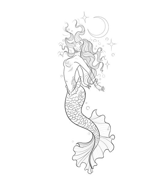 Mermaid Outline, Holiday Tattoo, Siren Tattoo, Mermaid Tattoo Designs, Armband Tattoos, Mermaid Artwork, Goddess Tattoo, Mermaid Drawings, Octopus Tattoo