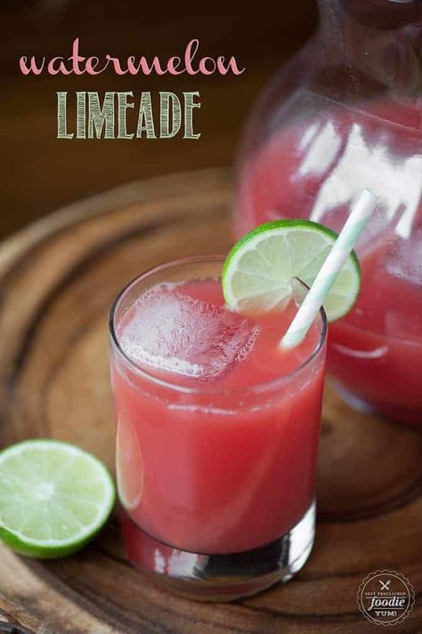 Watermelon Limeade Watermelon Limeade, Fresh Watermelon Juice, Watermelon Shake, Limeade Recipe, Yummy Summer Drinks, Coconut Syrup, Watermelon Mint, Fresh Watermelon, Watermelon Recipes