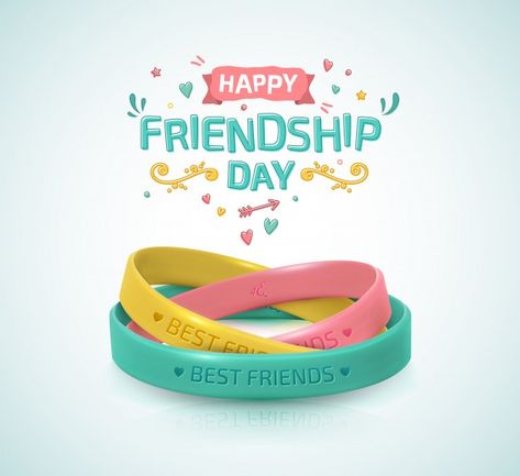 Friendship day. three rubber bracelets f... | Premium Vector #Freepik #vector #celebration #happy #band #friendship Friendship Day Bands, Friendship Day Pictures, Friendship Day Cards, Happy Friends Day, Friendship Day Greetings, Happy Friendship Day Images, Happy Friendship Day Quotes, Best Friends Day, Friendship Day Images