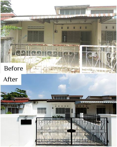 You Won't Believe What This Newly-Renovated House In Ipoh Used To Look Like! Small Old House Renovation, Old House Before And After, Terrace House Interior Design, Terrace House Exterior, Old Home Renovation, Old Houses Renovation, Renovated House, House Before And After, Modern Small House Design