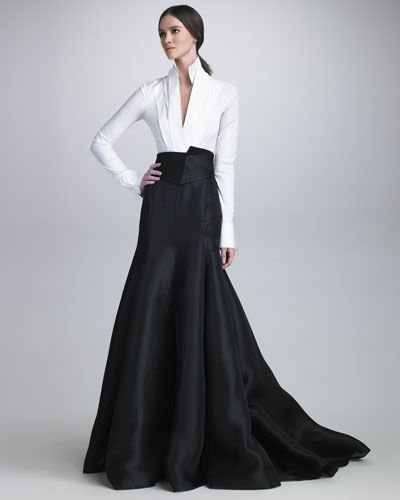 Donna Karan Stretch Taffeta Bodysuit Long Gazar Evening Skirt & Satin cummerbund Belt: Neiman Marcus Taffeta Skirt, Evening Skirts, فستان سهرة, Looks Chic, Moda Vintage, Gorgeous Gowns, Donna Karan, White Fashion, Carolina Herrera