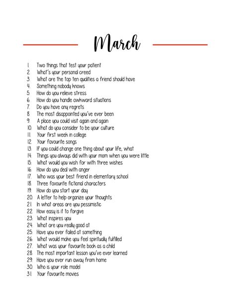 March Journal Prompts 2024, March Prompts 2024, March Prompts, March Journal Prompts, Convo Topics, Life Handbook, 2025 Questions, Healing Writing, Diary Prompts