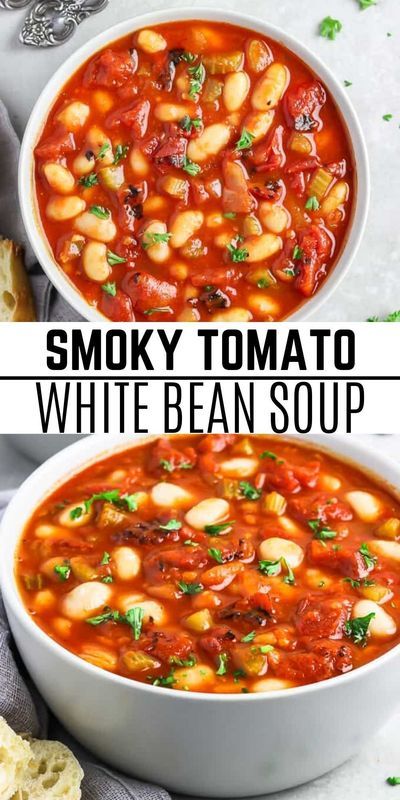 Simple Bean Soup, Tomato Bean Soup Recipes, Tomato And White Bean Soup, Vegan Bean Soup Recipes, Simple Veggie Soup, Tomato Based Soups, Tomato White Bean Soup, Vegan Bean Soup, Tomato White Bean