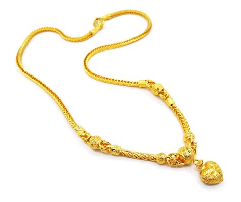 Chain 24k Thai Baht Yellow Gold Plated Filled Necklace Jewelry Women 20" Pendant Heart Womens Cuff Bracelets, Yellow Necklace, Real Gold Jewelry, Gold Jewelry Stores, Wedding Jewellery Collection, Western World, Gold Jewelry Necklace, 18k Gold Jewelry, Gold Choker Necklace