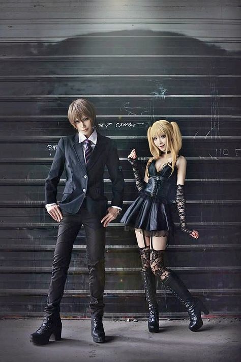 Light and Misa. Matching Cosplays, Light Misa, Deathnote Cosplay, Misa Cosplay, Bad Cosplay, Light Cosplay, Misa Amane Cosplay, L Cosplay, Couples Cosplay