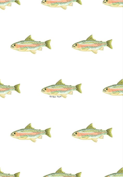 Trout Wallpaper, Fishing Wallpaper, Lake House Bathroom, Kids Fishing, Fish Pattern, Fish Wallpaper, Fishing Quotes, Cute Wallpaper, Rainbow Trout