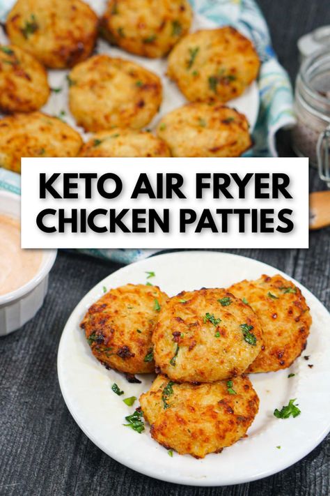 Keto Chicken Patties Air Fryer, Canned Chicken Patties Low Carb, Air Fry Chicken Patties, 3 Ingredient Chicken Patties, Chicken Canned Recipes, Low Carb Chicken Nuggets Air Fryer, Low Carb Chicken Burgers, Low Carb Recipes With Canned Chicken, Can Chicken Patties