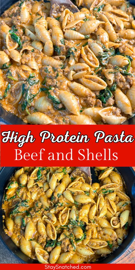 This hearty Beef and Shells recipe is made with ground beef and other high protein ingredients. This dish is a nutritious spin on classic comfort food. Enhanced with Greek yogurt for a creamy texture and added vegetables for extra nutrients, it’s ideal for weeknight dinners or meal prep. Whether you’re looking to fuel your workouts or feed a hungry family, this recipe is a balanced blend of flavors using everyday ingredients that everyone will love. Easy Healthyish Dinner, Nutritious Family Dinners, Healthy Meals With Ground Beef Low Carb, High Calorie Ground Beef Recipes, Healthy Pasta Recipes With Ground Beef, Ground Beef Pasta Meal Prep, Healthy Family Dinners Ground Beef, Healthy Meal Ground Beef, Protein Bowls With Ground Beef