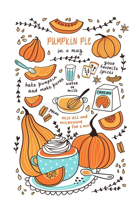 illustration. Pumpkin pie in a mug. Pumpkin recipe for thanksgiving day for tea #Sponsored , #Ad, #Affiliate, #Pumpkin, #mug, #day, #pie Thanksgiving Pumpkin Recipes, Recipe Graphic, Illustrated Recipes, Kitchen Witch Recipes, Recipe Drawing, Hand Drawn Vector Illustrations, Pumpkin Pie Recipes, Hand Drawn Vector, Food Drawing