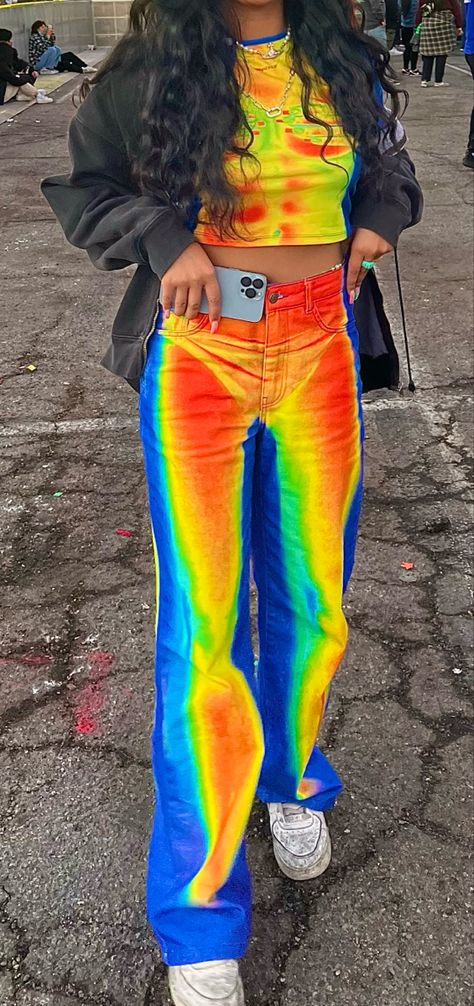 Thermal Heat Map Pants, Glow Wave Aesthetic Outfit, Heat Map Pants, Trippy Clothes Aesthetic, Acidwave Aesthetic Outfit, Acid Pixie Aesthetic Outfits, Trippy Outfits Style, Baddie Wishlist, Trippy Pants