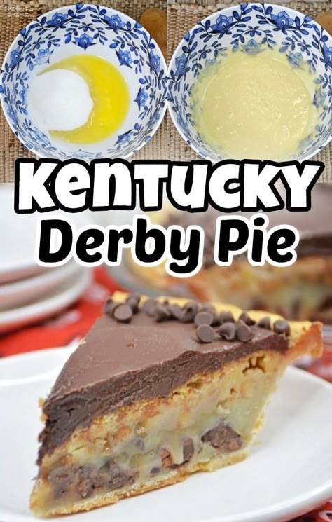 The Kentucky Derby Pie is a chocolate pie with a walnut tart on a crumbly crust. This recipe is an old classic that is so good! #Recipes #Dessert Walnut Pie Crust Desserts, Pies With Walnut Crust, Walnut Cream Pie, Boardwalk Pie, Prize Winning Pie Recipes, Trash Pie Recipe, Walnut Pie Recipe, Ky Derby Pie Recipe, Kentucky Recipes