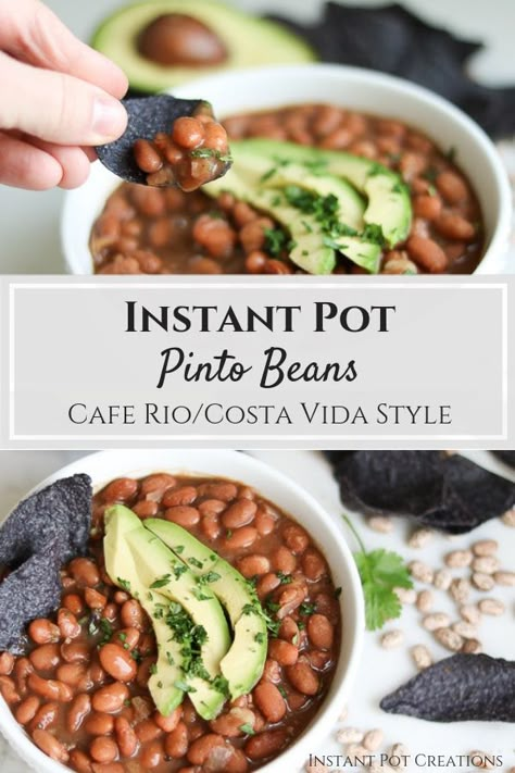 Instant Pot Pinto Beans Cafe Rio/Costa Vida Style - Jenuine Home Cafe Rio Recipes, Instant Pot Pinto Beans, Pinto Bean Recipes, Refried Beans Recipe, Cafe Rio, Copy Cat Recipe, Beans Recipe, Pinto Beans, Instapot Recipes