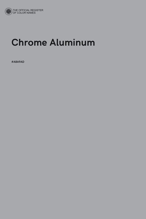 Chrome Aluminum - Color Name of Hex #A8A9AD Chrome Colour Palette, Chrome Color Palette, Pantone Color Chart, Flat Color Palette, Color Design Inspiration, Color Of The Day, Hex Color Codes, Chrome Colour, Perfect Palette