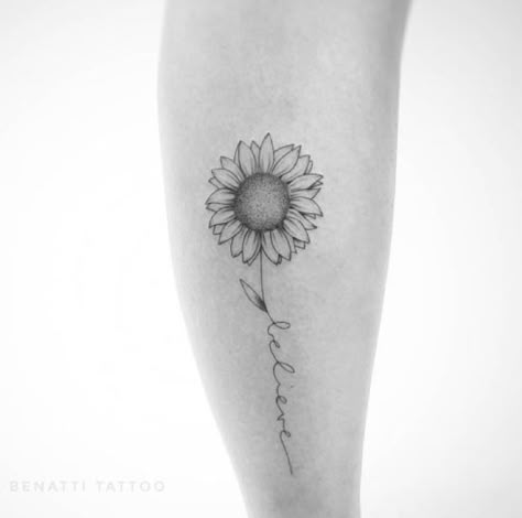 Sunflower Tattoo With Writing In Stem, Unique Sunflower Tattoo, Sunflower Tattoo On Wrist, Fineline Tattoos, Small Tattoos Simple, Cute Tiny Tattoos, Sunflower Tattoos, Sunflower Tattoo Design, Tattoo Art Drawings