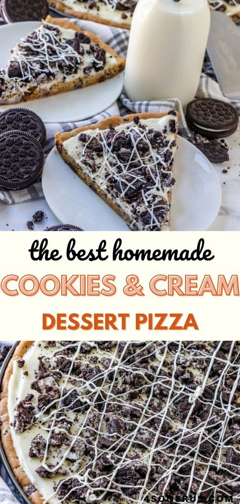 Cookies And Cream Dessert, Dessert Pizza Recipes, Black Color Hairstyles, Sweet Pizza, Stuffed Crust, Chocolate Pizza, Pizza Recipes Homemade, Dessert Pizza, Oreo Dessert