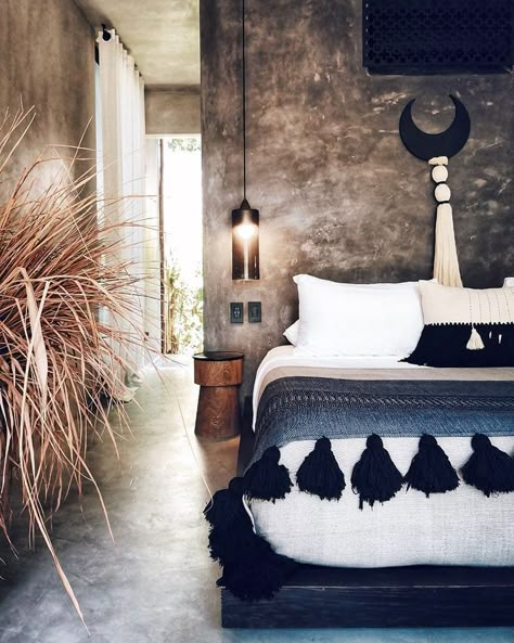 Bed draped with Mexican textiles in a guest room at Hotel Bardo, Tulum Bed Drapes, Orchid House, Tulum Hotels, Mexican Textiles, Tulum Beach, Romantic Hotel, Affordable Luxury, Luxury Resort, Tulum