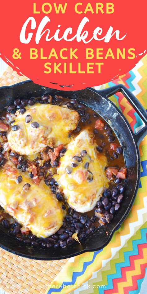 Low Carb One Dish Meal: Chicken & Black Beans Skillet Recipe Chicken And Black Beans, Chicken Black Beans, Slow Cooker Pasta Recipes, Low Fat Low Carb, Black Bean Recipes, Low Carb Low Fat Recipes, Easy One Pot Meals, One Pot Dinner, Low Sugar Recipes