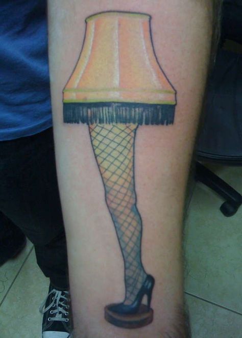 christmas story leg lamp tattoo! Christmas Story Tattoo, Leg Lamp Tattoo, Tattoo Leg Ideas, Ink Tattoo Girl, Quote Tattoos Placement, Christmas Story Leg Lamp, Story Tattoo, Lamp Tattoo, Tattoo Leg