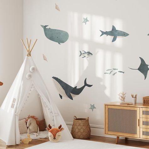 Under the sea Under the sea Darling it’s better Down where it’s wetter Take it from me Grab these at 25% off!! @rockymountaindecals || under the sea decals Rocky Mountain Decals, Sea Nursery Theme, Sea Bedrooms, Ocean Themed Nursery, Mountain Decal, Ocean Nursery, Baby Planning, Nursery Room Inspiration, Twin Bedroom