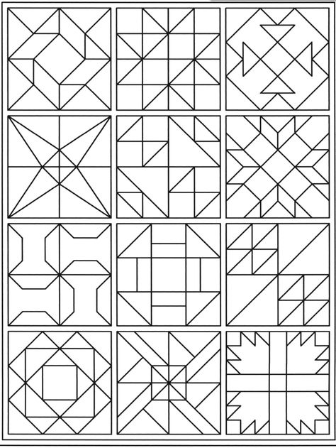 Geometrical Pattern Design, Motifs Blackwork, Geometric Coloring Pages, Graph Paper Designs, Graph Paper Drawings, Geometric Pattern Art, Painted Barn Quilts, Geometric Design Art, Geometric Drawing