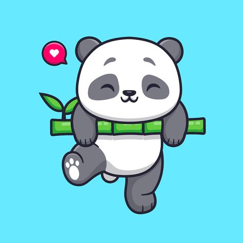 Free Vector | Cute panda hanging on bamboo cartoon vector icon illustration. animal nature icon concept isolated Panda Illustration Design, Panda Cartoon Cute, Cute Panda Illustration, Bamboo Cartoon, Panda Vector, Panda Icon, Cute Panda Drawing, Nature Icon, Vector Animals