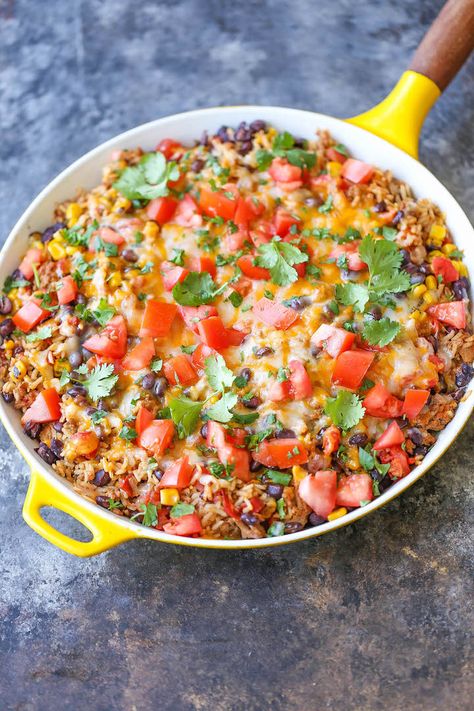 One Pot Mexican Beef and Rice Casserole - Damn Delicious Mexican Ground Beef Casserole, Skillet Casserole, Mexican Rice Casserole, Rotel Recipes, Easy Mexican Casserole, Ground Beef Recipes Mexican, Mexican Casserole Recipe, Dinner Casserole Recipes, Ground Beef Casserole Recipes