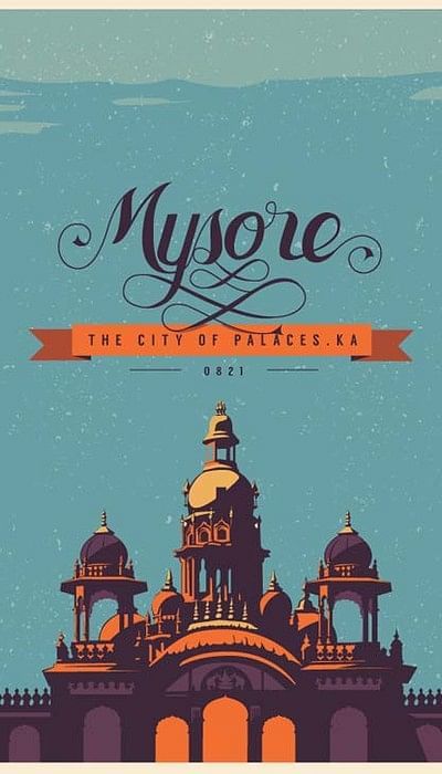 Mysore Illustration Art, Mysore Dasara Images, India Poster, Indian Illustration, Tourism Poster, Travel Postcard, City Illustration, Illustrations And Posters, Incredible India