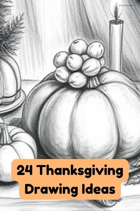 Celebrate the season with 24 Thanksgiving drawing ideas. From traditional symbols to festive scenes, these concepts will help you create heartwarming art for the holiday. How To Draw Thanksgiving Things, Thanksgiving Drawings Cute, Thanksgiving Drawings Doodles, Thanksgiving Drawings Easy, Thanksgiving Drawing Ideas, Thanksgiving Doodles, Pie Drawing, Thanksgiving Drawings, Gratitude Tree