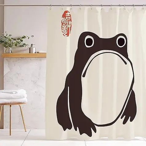 Amazon.com: Shower Curtain - Prime Eligible Funny Asian, Japanese Frog, Asian Humor, Plant Cartoon, Cat Shower Curtain, Cute Shower Curtains, Funny Shower Curtains, Plastic Shower, Japanese Art Styles