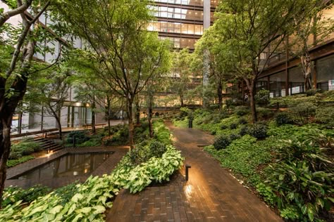 Atrium Garden, Brick Pathway, Ford Foundation, Urban Forest, Rectangular Pool, Landscape Architecture Design, Garden Pathway, Interior Garden, Green Roof