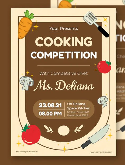 Cooking Competition Flyer Template AI, EPS, PSD Cooking Flyer Design, Cooking Competition Poster, School Competition Ideas, Cookbook Fundraiser, Contest Poster Design, Cooking Poster Design, Competition Poster Design, Cooking Poster, Food Competition