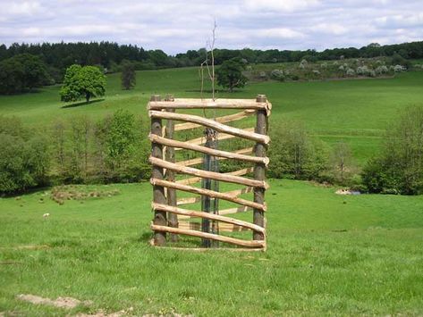 Rustic tree guard with hazel branches Tree Guard Ideas, Tree Guards, Fruit Trees Backyard, Goat Pen, Garden Cover, Fruit Orchard, Deer Proof, Orchard Tree, Growing Trees