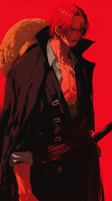 shanks carrying a strawhat Shanks Hairstyle, Strawhat Wallpaper, Shanks Aesthetic, Shanks Wallpapers, Shanks Haki, Red Hair Princess, Red Haired Shanks, Shanks One Piece, Red Hair Shanks