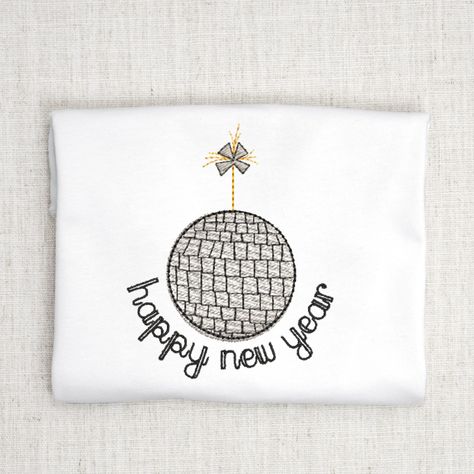 Happy New Year Embroidery Design, Disco Ball Embroidery Design for Machine Embroidery, Ball Dropping Embroidery Happy New Year Embroidery, New Year Embroidery, Year Embroidery, Beginner Sewing Patterns, Ball Drop, Design Embroidery, Dream Design, Sewing For Beginners, Disco Ball