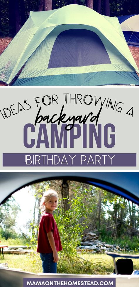 Want to throw a camping themed birthday party? Check out these Camping Birthday Party Ideas & Printables! #birthdayparty #camping #kidscamping Campout Sleepover Ideas, Camping Theme Birthday Party Activities, Camping Birthday Sleepover, 40th Birthday Camping Party, Camp Out Party Ideas For Kids, Camp Out Theme Birthday Party, Campout Birthday Party Backyard, Backyard Camp Out Birthday Party Ideas, Camping Birthday Activities