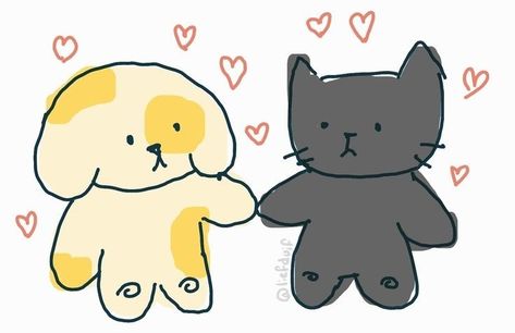 Golden Retriever And Cat Aesthetic, Golden Retriever Boyfriend Drawing, Black Cat And Golden Retriever Drawing, Black Cat And Golden Retriever Matching Pfp, Golden Retriever And Black Cat Pfp, Cute Relationship Doodles, Golden Retriever Bf And Black Cat Bf, Black Cat Gf And Golden Retriever Bf, Black Cat Boyfriend Aesthetic