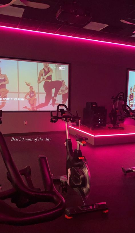 Commercial Gym Design, Cycling Studio, Dream Gym, Spin Studio, Vision Board Images, Pink Gym, Gym Interior, Endurance Workout, Sports Aesthetic