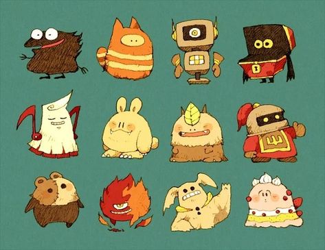 Doodle Characters, Monster Characters, 캐릭터 드로잉, Game Character Design, Character Design Animation, Cartoon Character Design, Cute Creatures, Character Design References, Creature Design