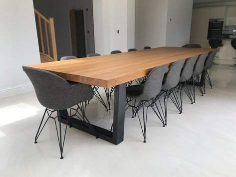 Abacus Tables | Project #667 Dining Table 12 Seater, 12 Seater Dining Table, Sports Festival, Solid Oak Dining Table, Diy Dining Table, Modern Vintage Furniture, Kitchen Dimensions, Colour Chart, Colour Code