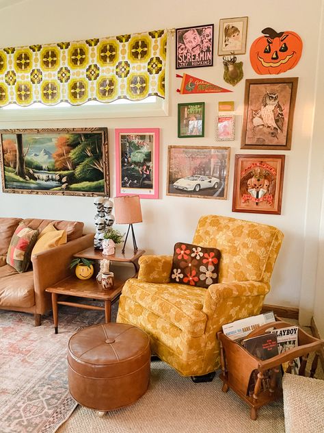 70s inspired living room 1970s Room Decor, 70s Style Couch, Retro Living Room 1970s, 70s Living Room Aesthetic, 70 House, 70’s Living Room, 70s House Conversation Pit, 70s Inspired Living Room, 60s Living Room