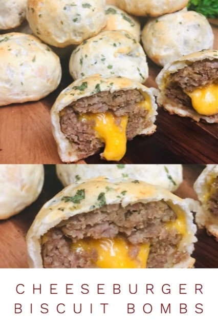 Cheeseburger Pockets Biscuits, Meatballs Wrapped In Biscuits, Cheese Burger Biscuits, Cheese Bombshell, Meatball Biscuits, Biscuits Appetizers, Cheese Filled Meatballs, Ways To Use Ground Beef, Cheeseburger Meatballs