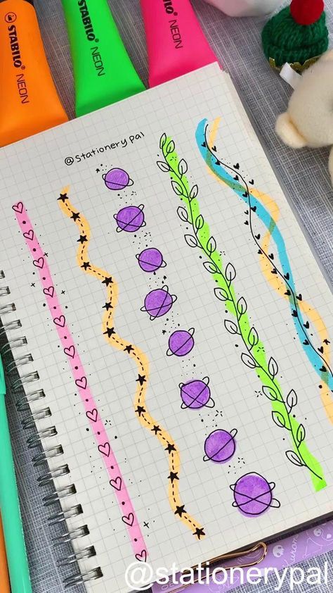 u can't miss this tutorial❣️ . . . ������Get great deals for washi tapes, pens, brush pens, and much other stationery at our shop. Click the link in bio @stationerypal or visit stationerypal.com #BrickOvenBaking Book Tabbing, تزيين دفاتر, Boarders Designs For Projects, Project Cover Page, Watercolor Border, Colorful Borders Design, Front Page Design, Bond Paper Design, Cute Easy Doodles