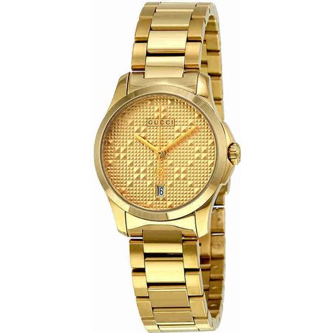 Gucci G-Timeless Light Yellow Gold PVD Steel Ladies Watch (646,515 KRW) ❤ liked on Polyvore featuring jewelry, watches, water resistant watches, gold jewellery, gucci watches, steel jewelry and gucci wrist watch Gucci Watches For Men, Info Ships, Gucci Bracelet, Steel Light, Gucci Style, Gucci Watch, Gucci Jewelry, Gold Face, Watch Bracelet