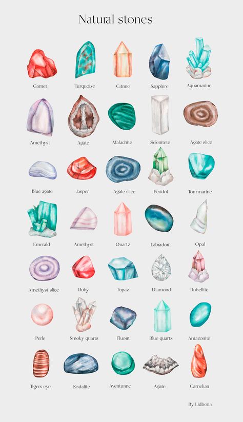 Crystals And Gemstones Drawing, Mineral Drawing, Drawing Gemstones, Watercolor Stones, Crystals Art Drawing, Crystal Journal, Crystals Art, Drawing Rocks, Gem Drawing