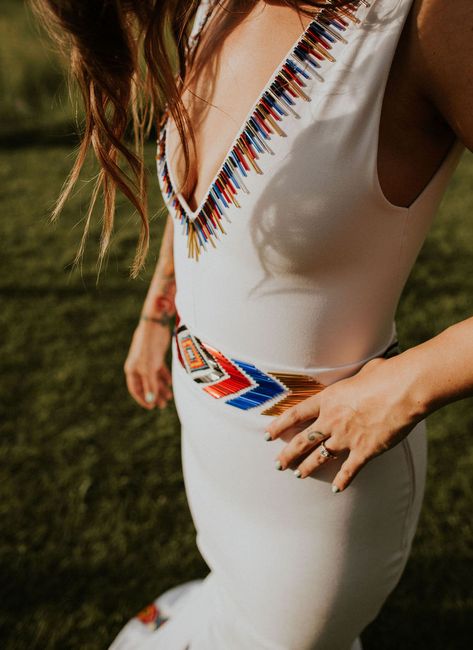 Custom wedding dress by Talia Leigh Native American Wedding Dress Gowns, Indigenous Wedding Dress, Native American Wedding Dress Choctaw, Native Jingle Dress, Native Ribbon Dress, Indigenous Wedding, Wing Dress Native American, Native American Wedding Dress, Mayan Wedding